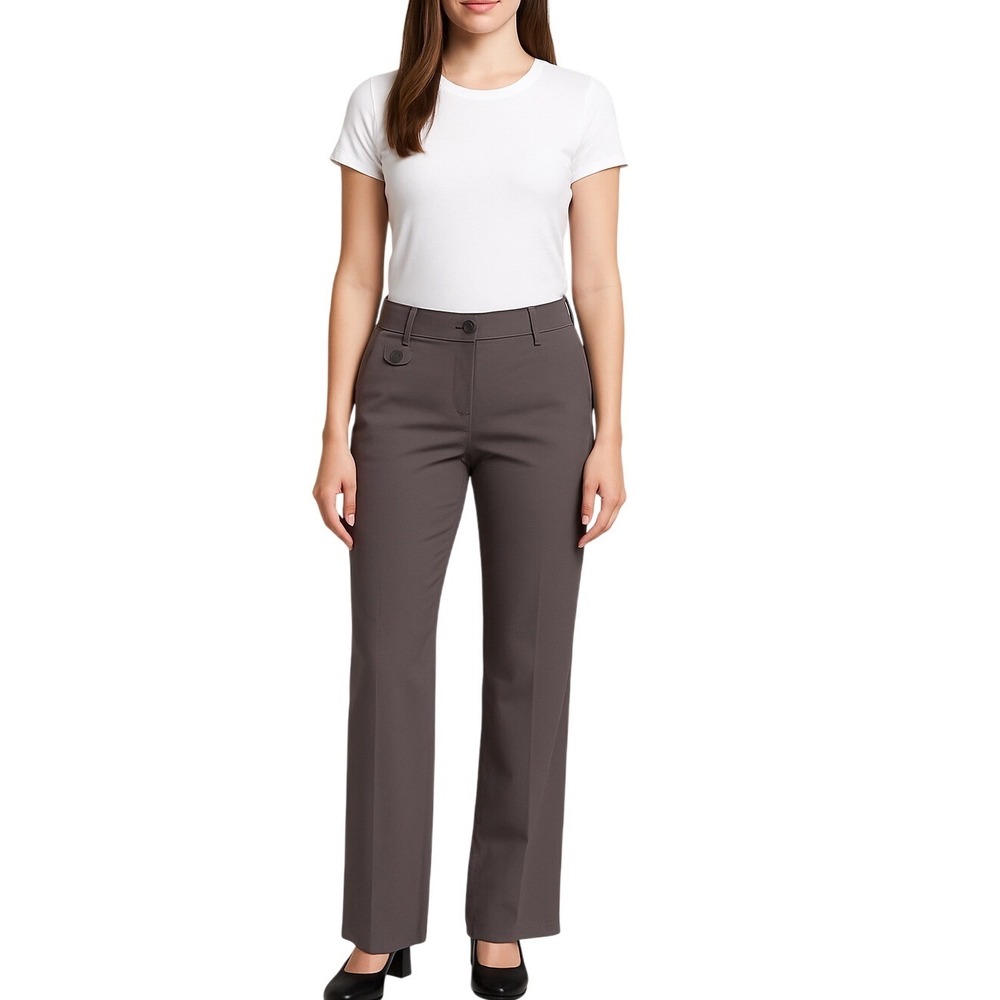 LOFT‎ Julie Gray Cotton Spandex Flat Front Dress Pants 6 Academia Preppy 98-19